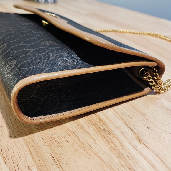 Christian Dior Shoulder Bag Clutch in Brown Honeycomb Coated Canvas & Vachetta - Picture 8 of 11